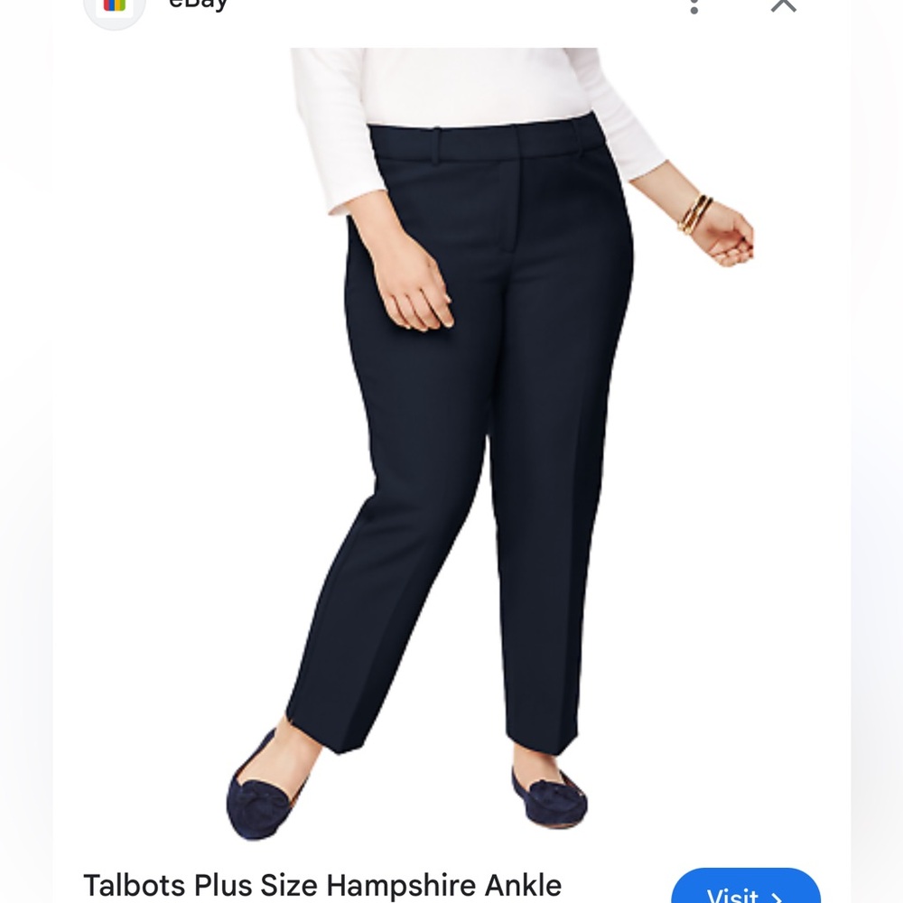 Talbots Navy  High Waist Hampshire Ankle Pant Straight Leg Ankle Length 22WP
